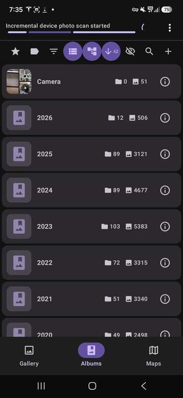 Screenshot: albums overview