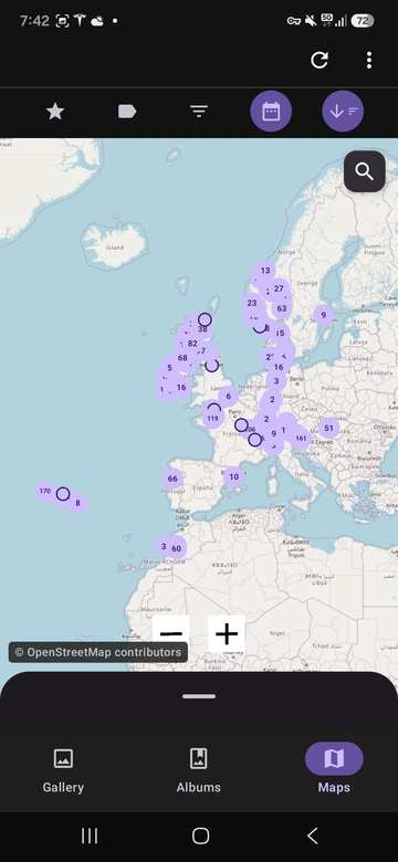 Screenshot: maps zoomed to Europe
