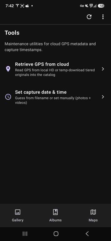 Screenshot: maintenance tools